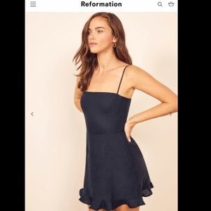 Reformation New Kiernan Dress M 6 (navy)